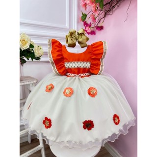 Vestido Moana Baby Infantil Festa Tema Tropical Laranja Terracota Luxo 1 AO 8 Anos em Oferta na Shopee