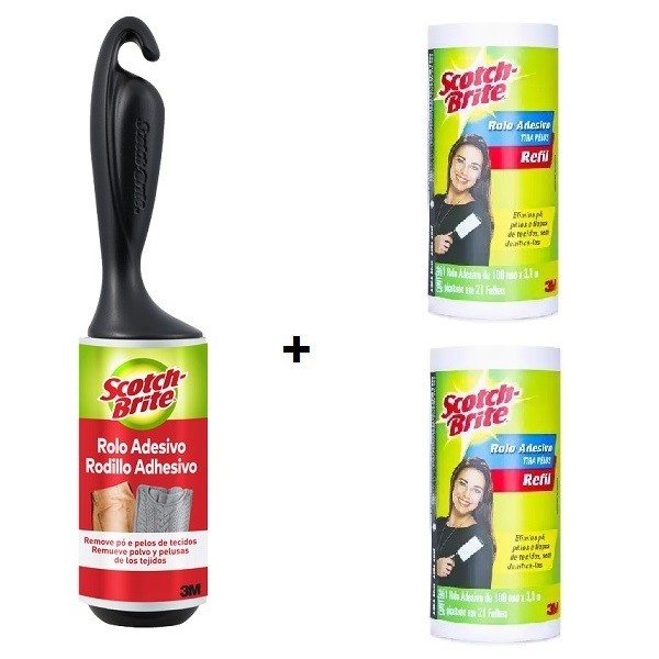 Kit Rolo Adesivo + 2 Refil SCOTCH-BRITE 3M em Oferta na Shopee