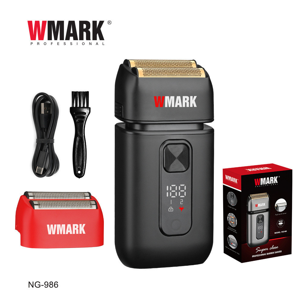 WMARK Nova Lâmina De Barbear De Aço Inoxidável Revestida De Titânio De Duas Lâminas Elétrica Masculina NG-986