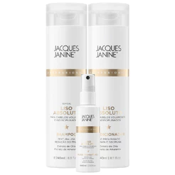 Kit Jacques Janine Liso Absoluto Shampoo Condicionador 240ml Spray Finalizador 60ml