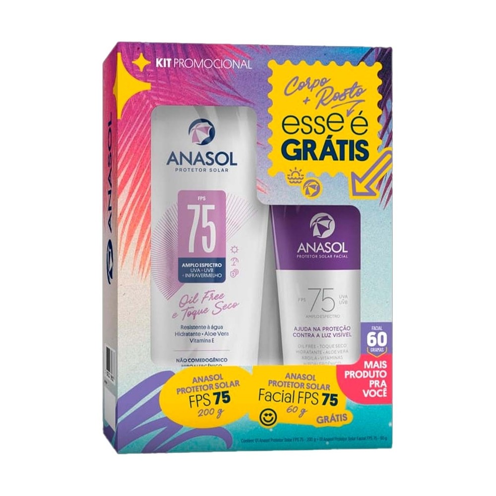 KIT Premium: Anasol Protetor Solar FPS 75 - 200g + Anasol Protetor Solar Facial FPS 75 - 60g - Beauty