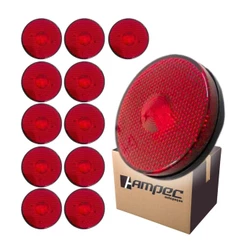 Kit 10 Lanterna Lateral LED Para Carreta Caminhão Trailer Reboque Sem Suporte Vermelha P 65mm