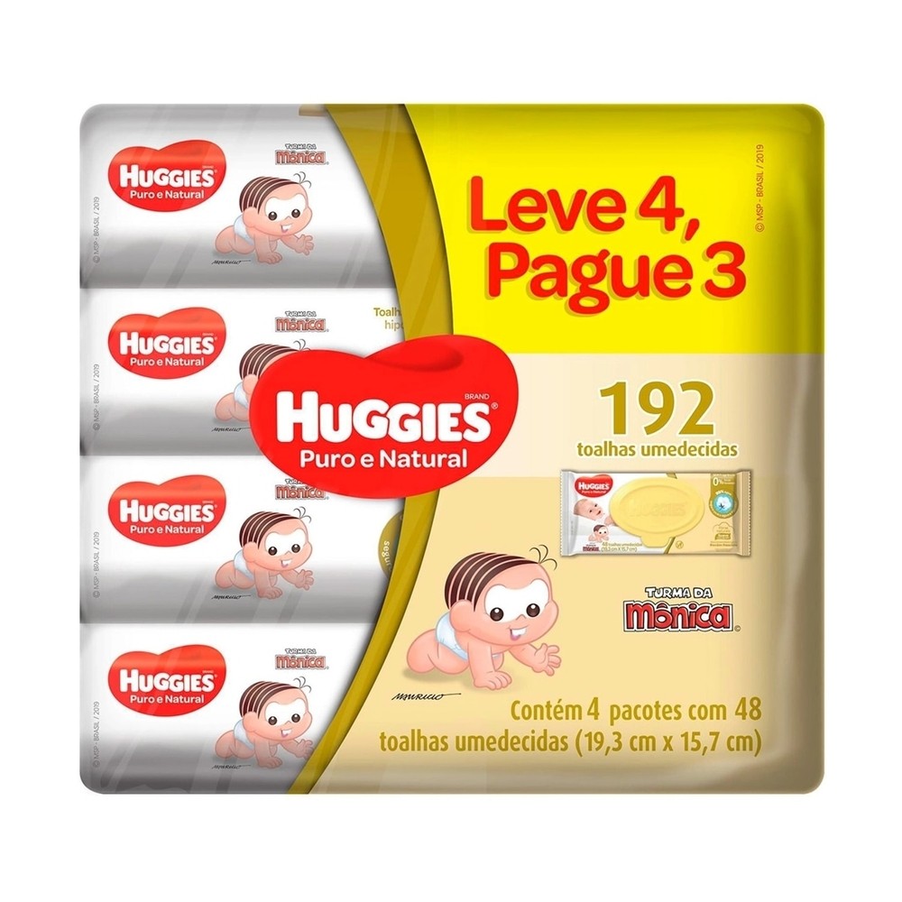 Toalha Umedecida Huggies Puro e Natural 192 Unidades Leve mais Por menos em Oferta na Shopee