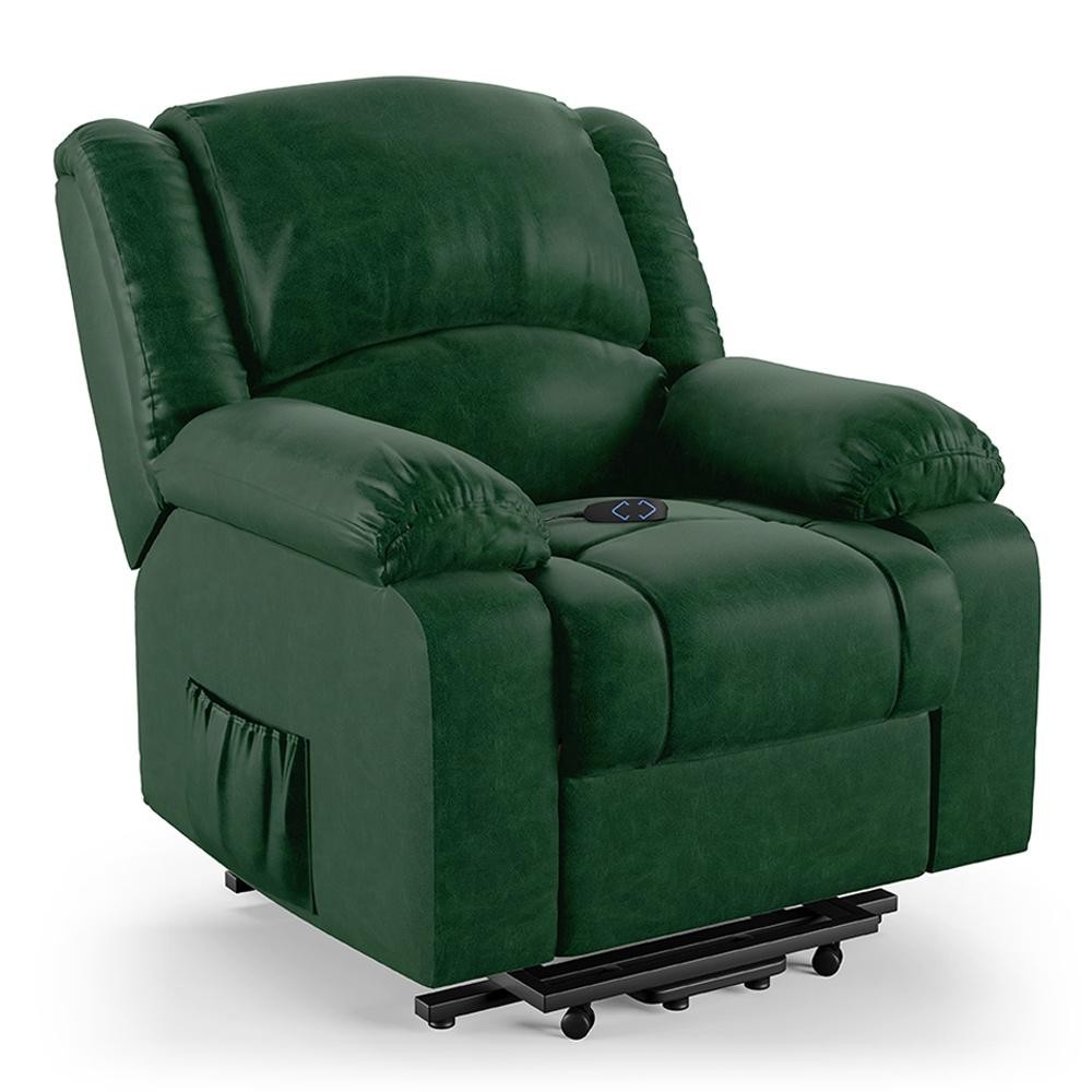 Poltrona do Papai Reclinável Pietra Elevação Lift Elétrico FH9 PU Verde Musgo - Mpozenato
