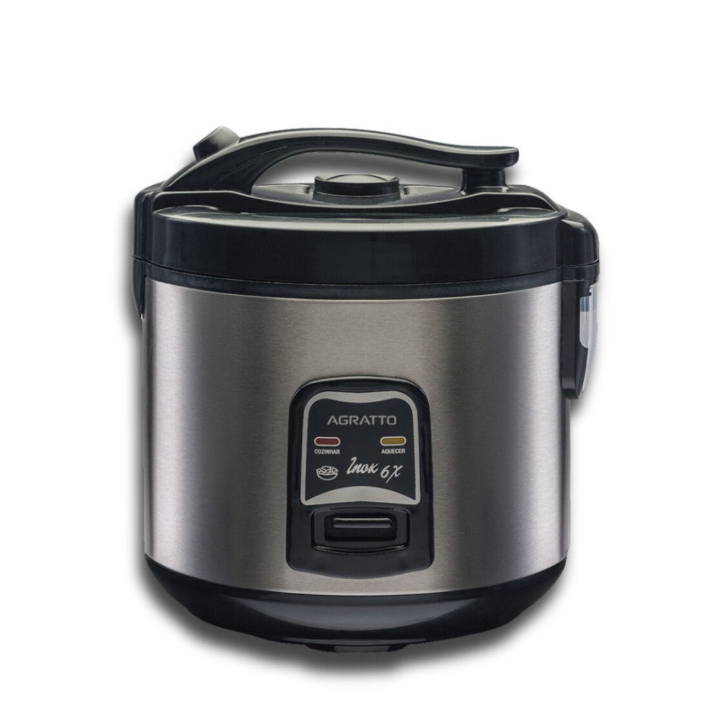 Panela Elétrica De Arroz Legumes Inox 6 Xícaras 127V 400W Agratto Visor De Vidro  Antiaderente Multiuso Cozinha PAI6X