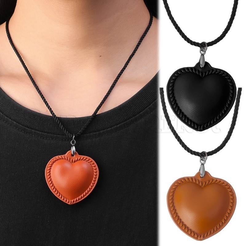 [Featured] Colar Pingente De Couro Vintage Heart Leather Pendant-Cadeia De Clavícula Ajustável De Moda-Estilo Simples , Punk-Colares De Coração De Corda-Acessórios De Jóias Cool Girl