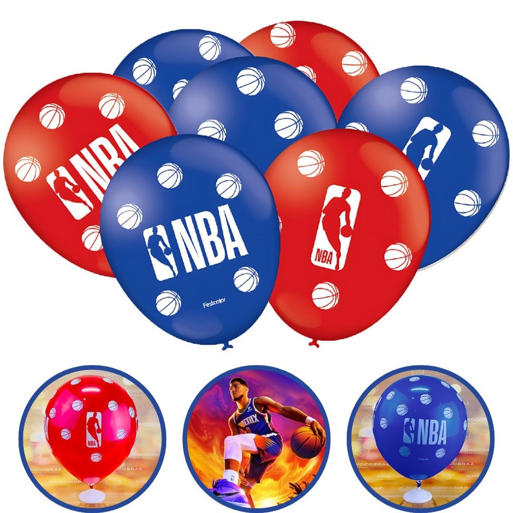25~125 BALÃO BEXIGA FESTA  BASQUETE NBA  n°9 FESTCOLOR em Oferta na Shopee