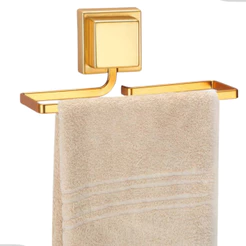 Porta Toalha de Rosto Barra Banheiro Lavabo Toalheiro Sem Furo Fixação Dupla Face Dourado Arthi
