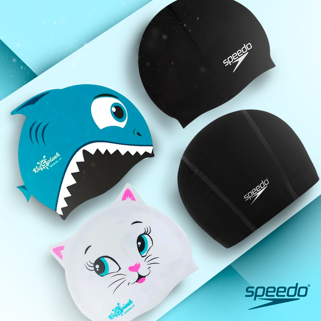 Touca de Natação Infantil Speedo Tubarão / Lisa / Tecido em Oferta na Shopee