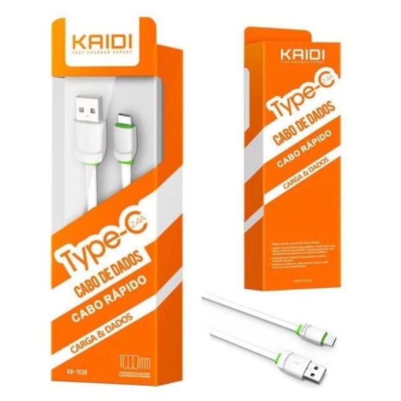 Cabo Usb Android Carregamento E Dados Kaidi Tipo C 1m Kd-Tc30 Moto G6 Plus G7 One X4 Z2 Z3 Play