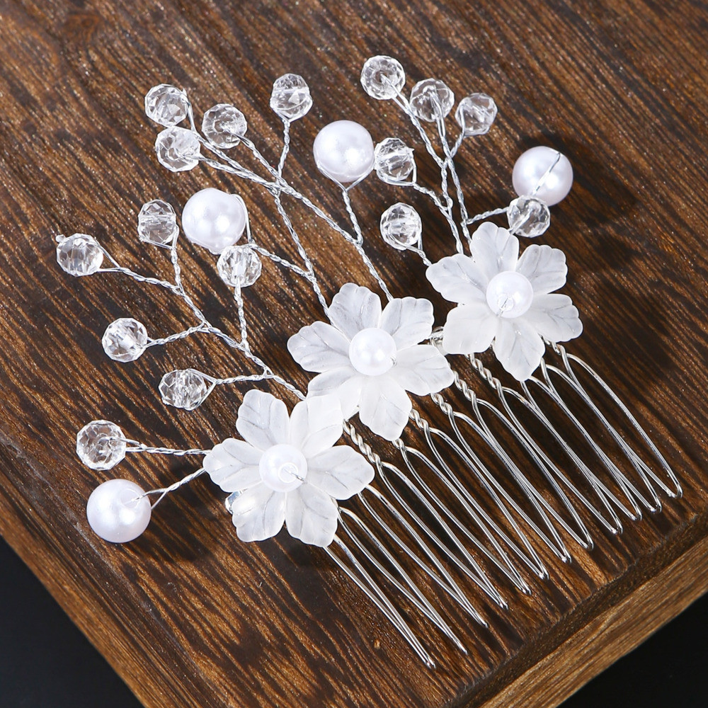 Pente de Cabelo de Casamento Para Noiva Com Pérolas Sintéticas e Strass - Acessório de Cristal Para Dama de Honra - WL