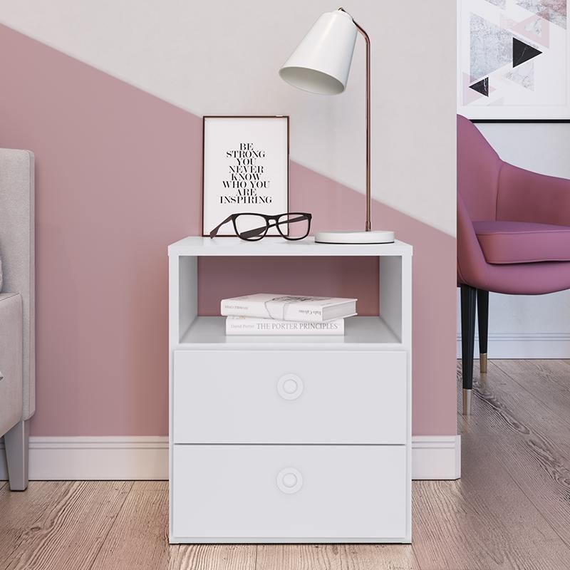 Mesa De Cabeceira Gaveteiro Com 2 Gavetas E 1 Prateleira Multiuso Cômoda Organizadora Tókio Branco