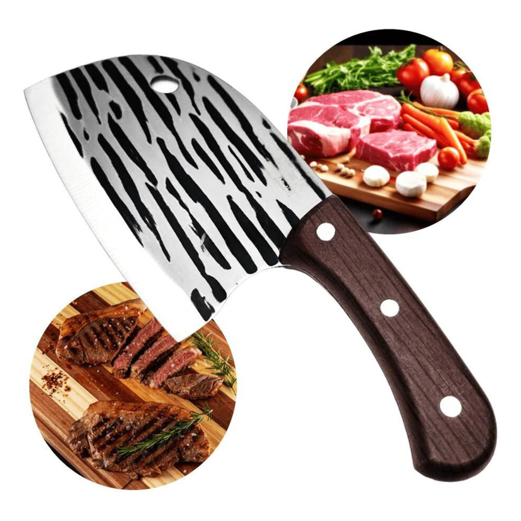 Faca Cutelo 25cm Corta Peixe Churrasco Legumes Carne Cozinha Sem Bainha SLKAF49 em Oferta na Shopee