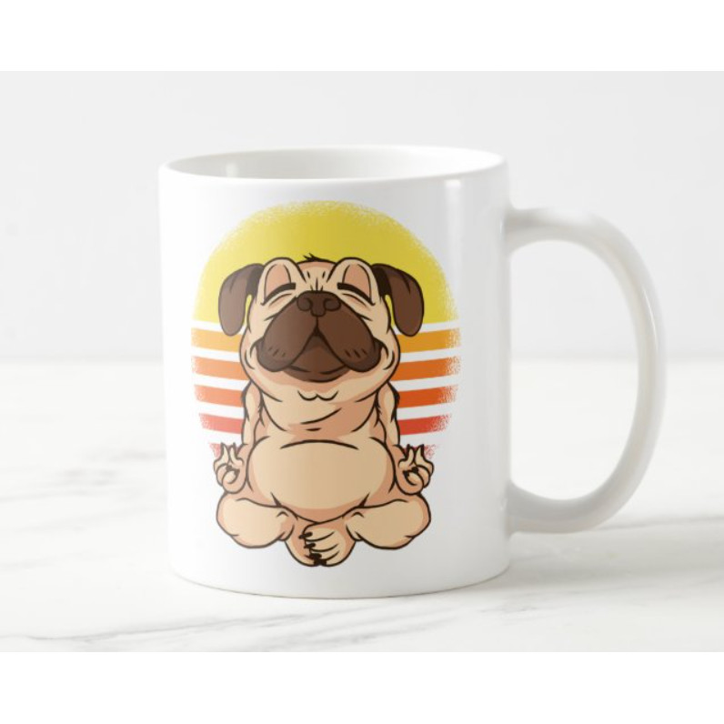 Caneca  Cachorro Pug Meditando