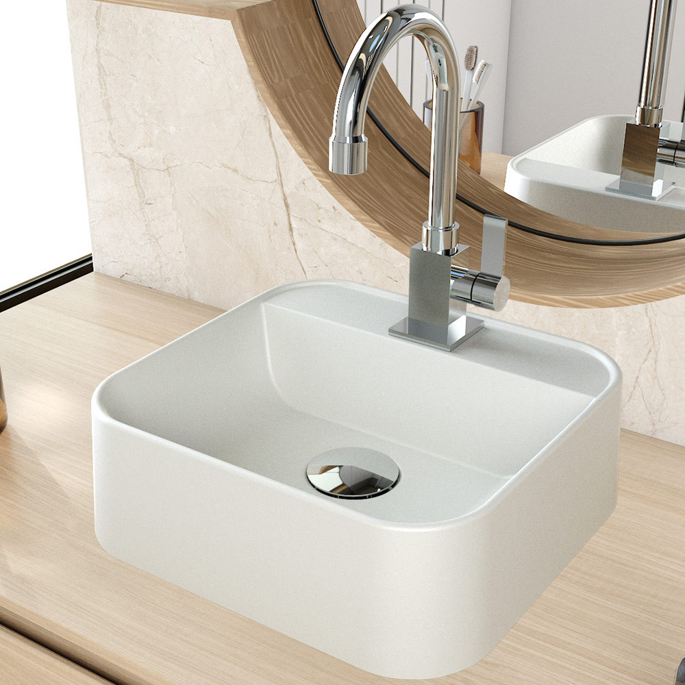 Cuba de Apoio Quadrada Para Banheiro Lavabo C01 QA31W Cinza Matte Fosca - Lyam