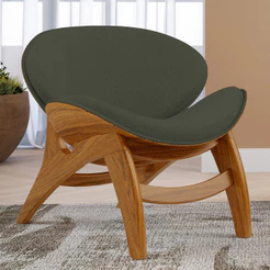 Poltrona Decorativa Orgânica Sala Living Kadosh L02 Linho Verde Musgo - Lyam Decor