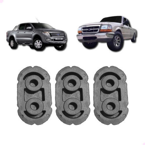 Kit 3 Coxim Escapamento Ford Ranger Gasolina E Diesel