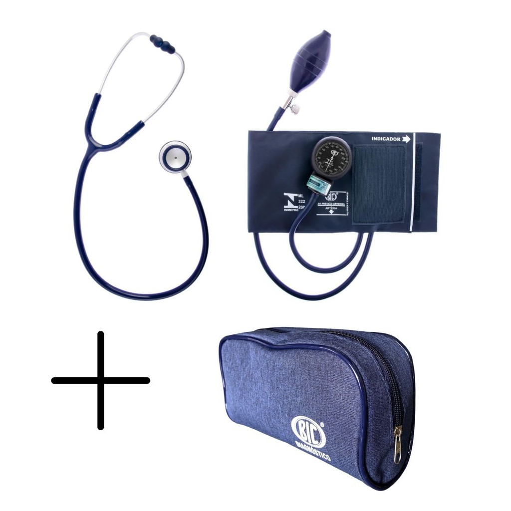 Conjunto Esfigmomanômetro Inova Plus + Estetoscopio Azul BIC