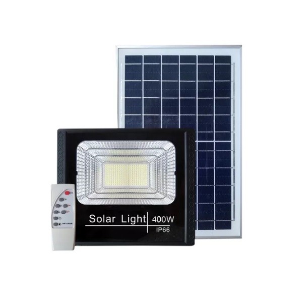 Refletor Solar 400w Led 6000k Placa Solar e Controle Remoto
