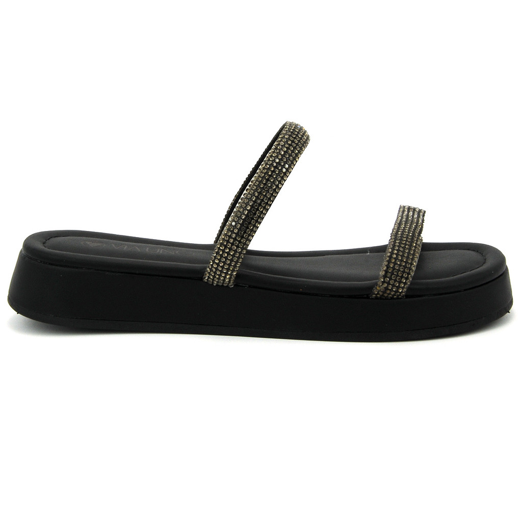 Chinelo Feminina Via Uno 303008 Flatform Papete Brilhosa Tiras