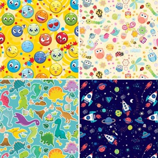 Papel de Presente 50X60CM Couchê Fantasia Infantil II 4 Modelos Pacote com 40 em Oferta na Shopee