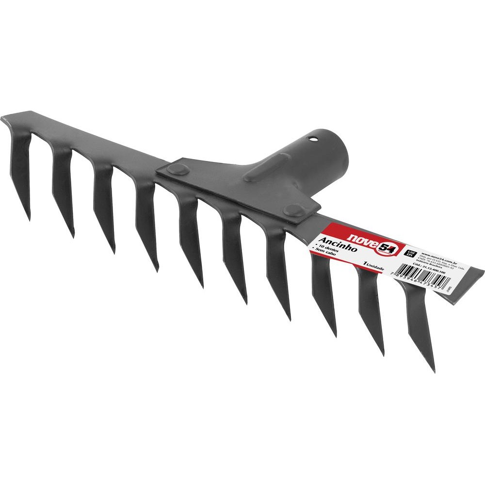 Ancinho rastelo 10 dentes leve sem cabo - Nove54