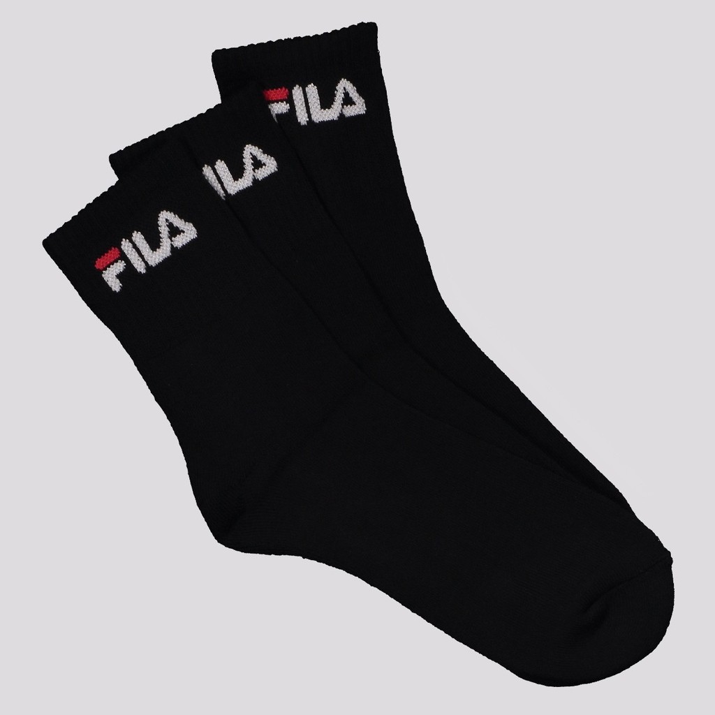Kit Meia Fila 3 Pares Cano Médio Preto em Oferta na Shopee