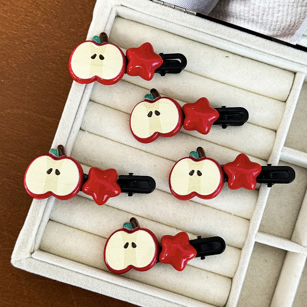 Presilhas Vermelhas Maçã XINGX Clipe DIY Acessórios De Cabelo Bonito Franja Cortada em Oferta na Shopee