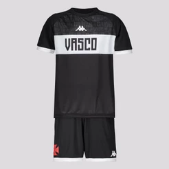 Kit Infantil Kappa Vasco Supporter 2024 Preto e Branco