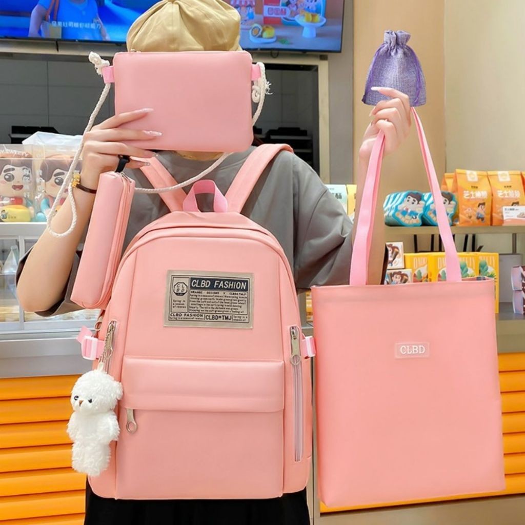 Kit 4 Mochila Feminina Para Escolar Viajar Estilo Casual Kpop Modelo Novo Jovem Multiuso Com Grande Capacidade