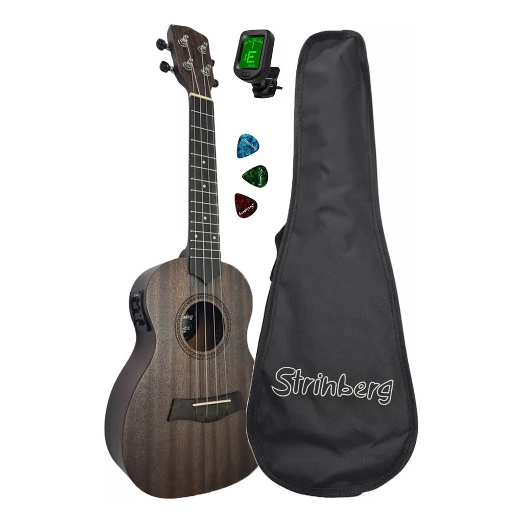 Ukulele Concert Strinberg Uk06ce Tos Elétrico Capa Afinador em Oferta na Shopee