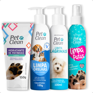 Kit Higiene Pet Clean Hidratante + Limpador Patas + Limpa Ouvidos + Lagrimas Cães e Gatos em Oferta na Shopee