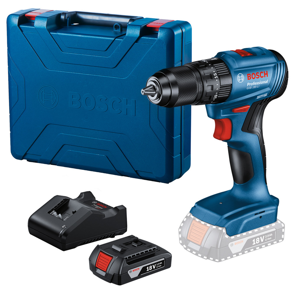 Furadeira Martelete Parafusadeira Sem Fio De 13mm Bosch Gsb 185-li 18v + 1 Batería De 2ah Com Maleta De Transporte 220v - Home & Living