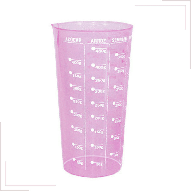kit 2 Copo  Dosador Multiuso 570ml Rosa Confeitaria Cozinha