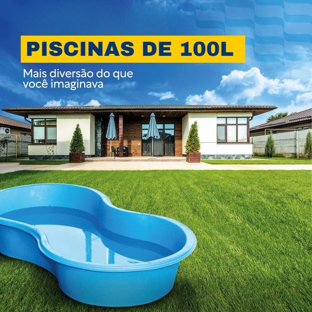 Piscina Feijão Infantil 100 Litros Azul Sem Tampa Caixa Multiuso Polietileno Rígida Afort — imagem 2 de 2