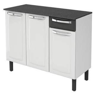 Balcão Cozinha Itatiaia Rose 3 Portas 1 Gaveta Branco/Preto IG3G1-105 em Oferta na Shopee
