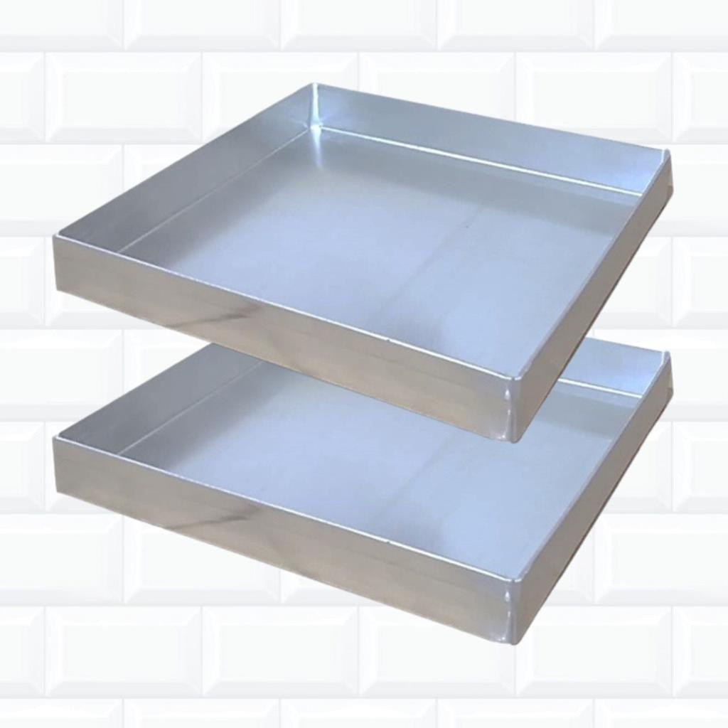 Kit 2 Formas De Brownie 25x25x3 Altura Assadeira Aluminio