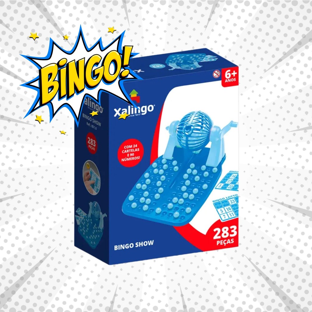 Jogo Bingo Show 24 Cartelas e 90 Peças em Plástico Xalingo - 68510