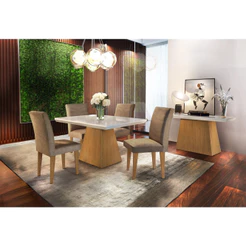 Conjunto Sala de Jantar Luna 120 MDF Com 4 cadeiras Grécia