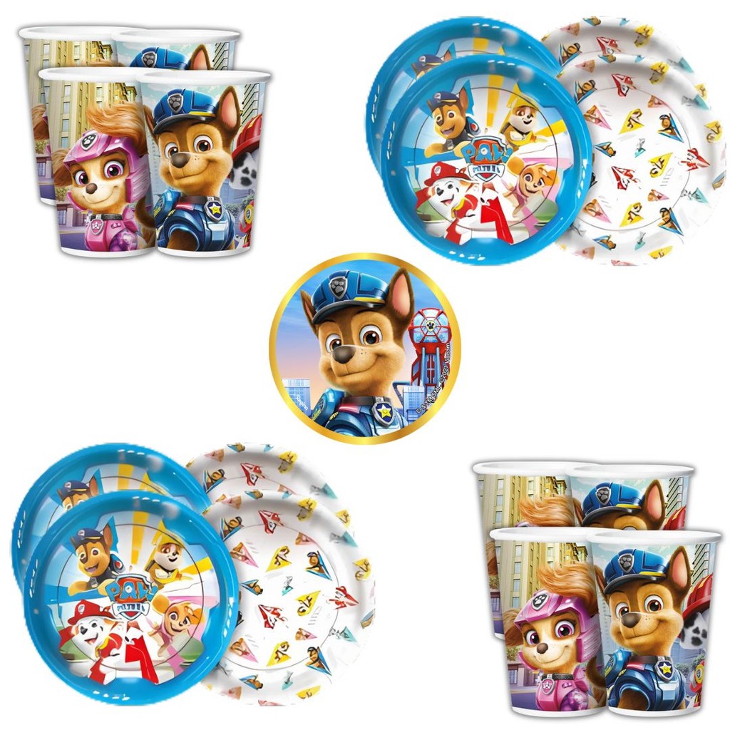 Kit Festa PATRULHA CANINA 8 Pratos + 8 Copos Descartável 180 Ml Papel - REGINA(CHOCO)