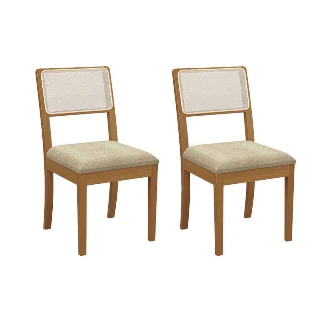 Cadeira Sala de Jantar Lola 2CMM001CA Premium Madeira Maciça Kit 2 Un Carvalho/Boucle Bege/Tela Bege - Kappesberg em Oferta na Shopee