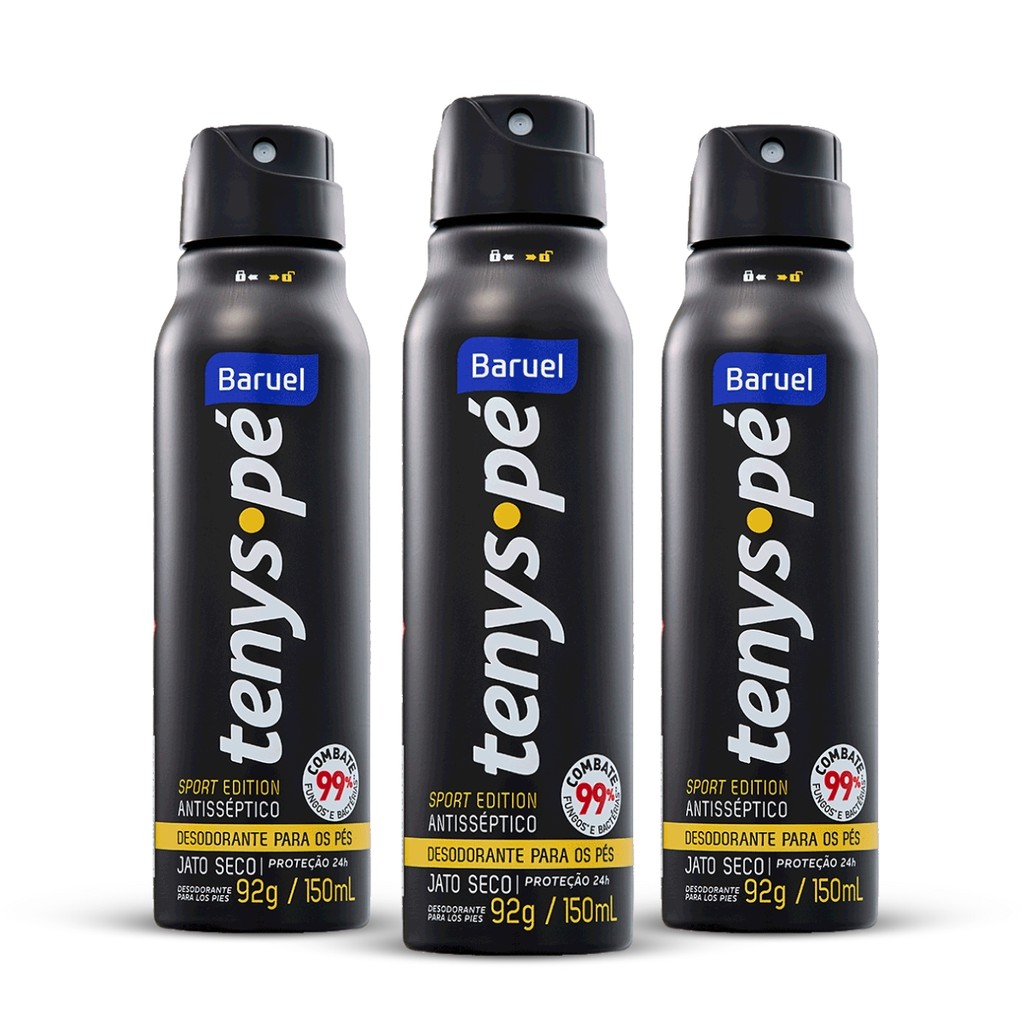Desodorante Jato Seco Tenys Pé Sport Edition Baruel 150ml - Aerosol em Oferta na Shopee