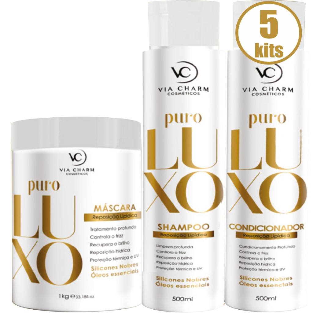 5 Kit Puro Luxo VC Cosméticos Tratamento Profissional