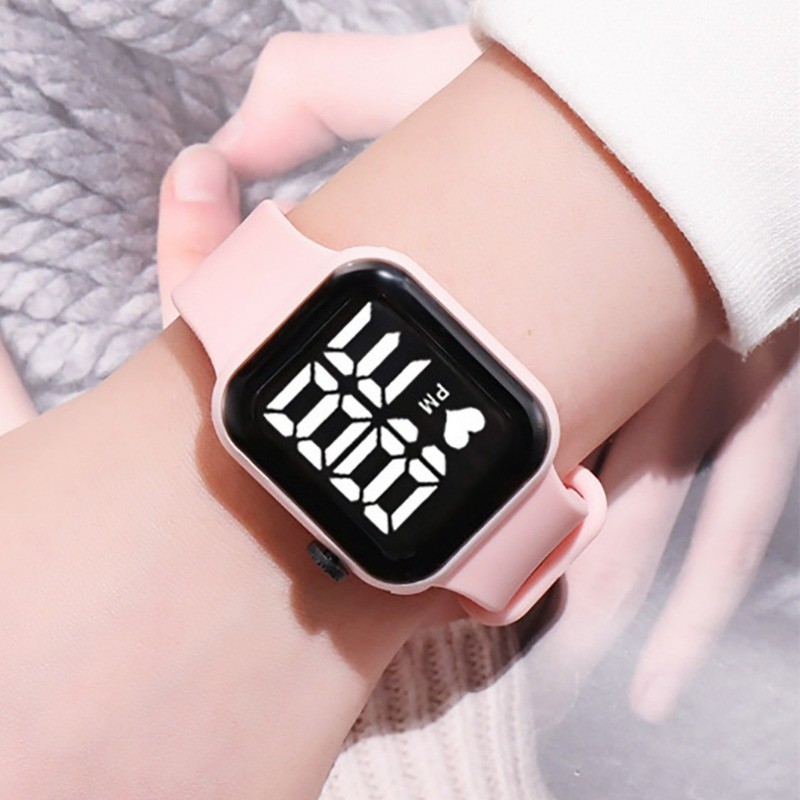 Relógio Digital LED Quadrado à Prova d'Água: Design Esportivo para Crianças e Adolescentes