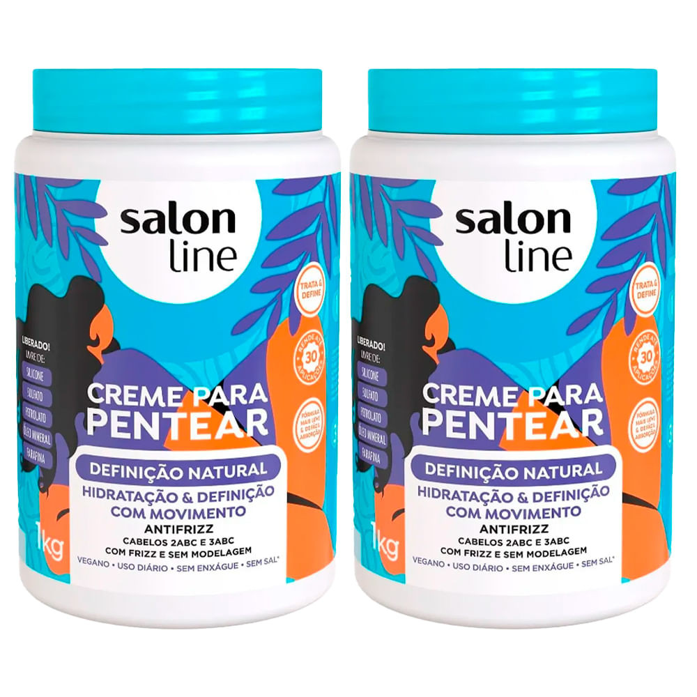 Kit Creme Para Pentear Salon Line Definição Natural 1Kg - 2 Unidades - Beauty