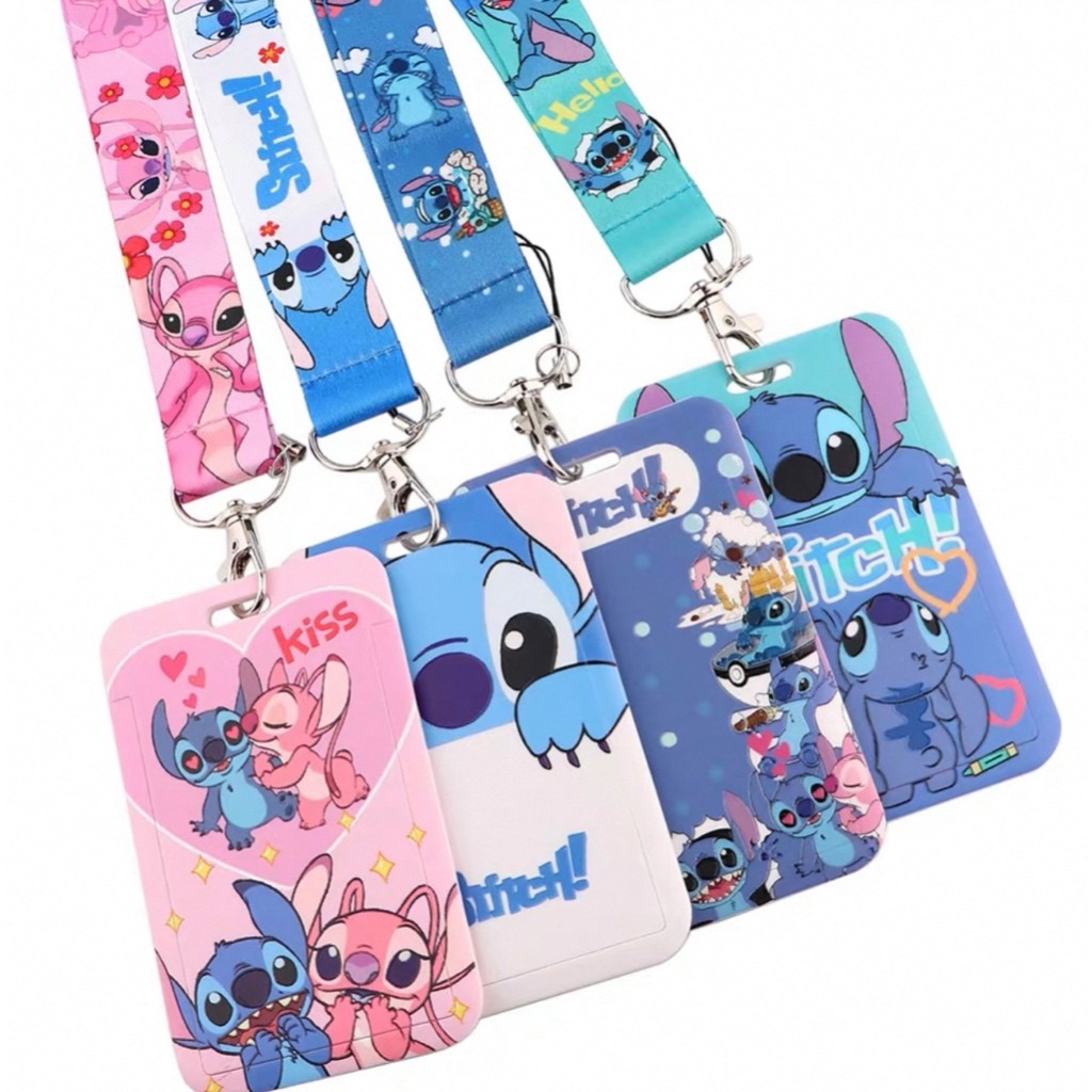 Porta Crachá Stitch Retrátil com Cordão e Crachá Rígido Horizontal em Oferta na Shopee
