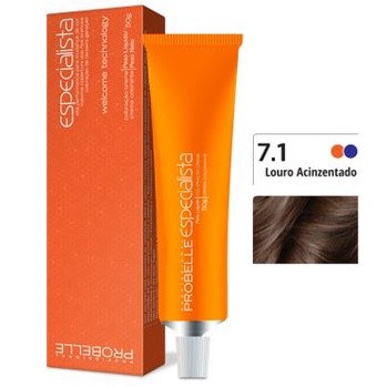 Coloração Especialista Probelle 7.1 Louro Médio Acizentado  50 G