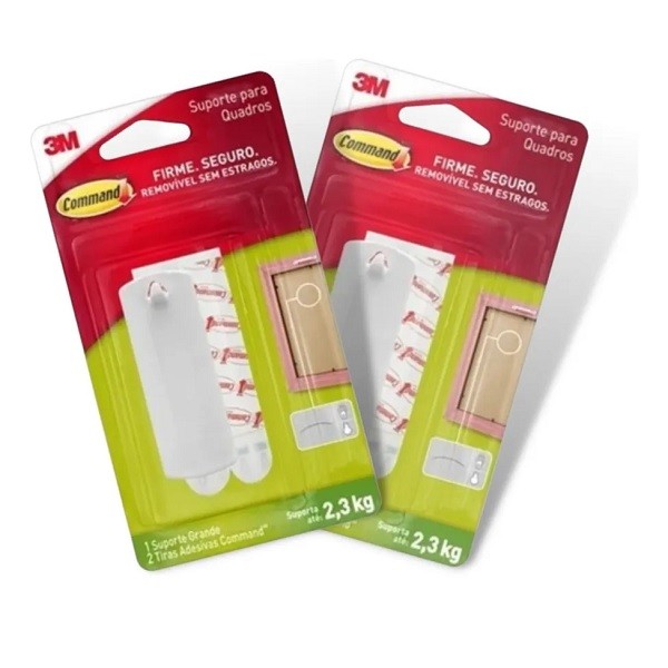 Kit com 2 Gancho para Quadros Command Branco Grande ATE 2,3KG 3M - Home & Living
