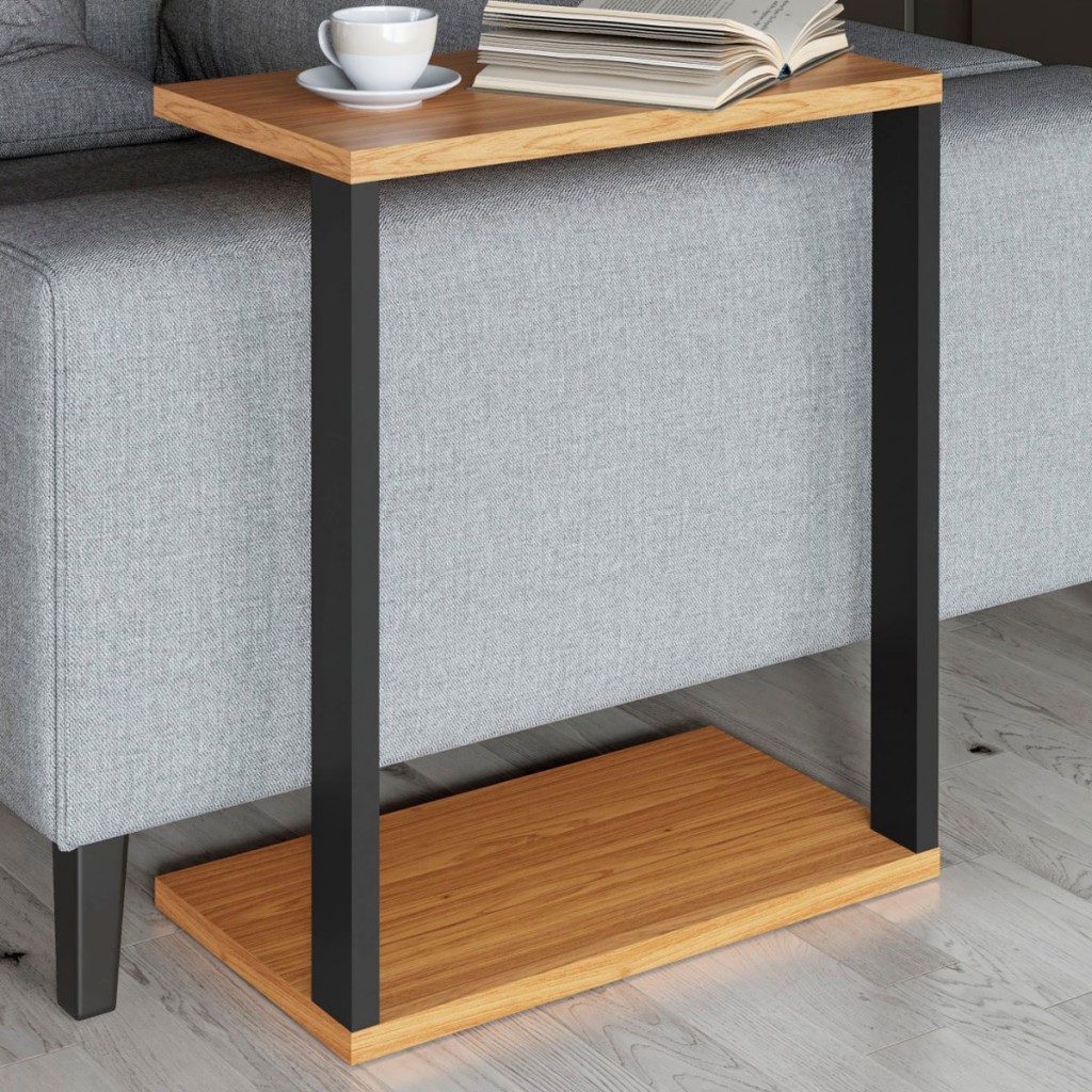 Mesa de Canto Industrial 100% Mdf Freijó/Preto Fosco F36 - Pradel em Oferta na Shopee