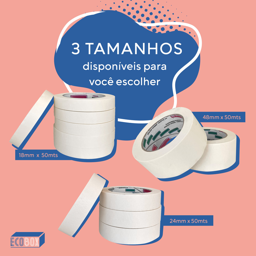 Kit Fita Crepe Branca Para Pintura Artesanato Escritório Reformas Embalagens e Uso Geral em Oferta na Shopee